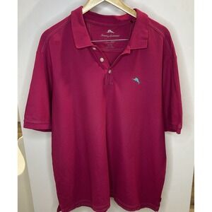 Tommy Bahama Men's Supima Polo Shirt XL‎ Magenta Short Sleeve